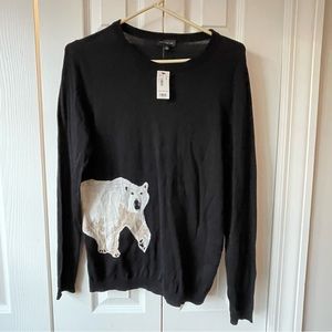 Black crewneck sweater with polar bear design